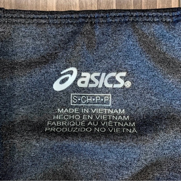 ASICS Womens Workout Leggings Small Charcoal Gray Mesh Panels Reflective Strips - Picture 4 of 7